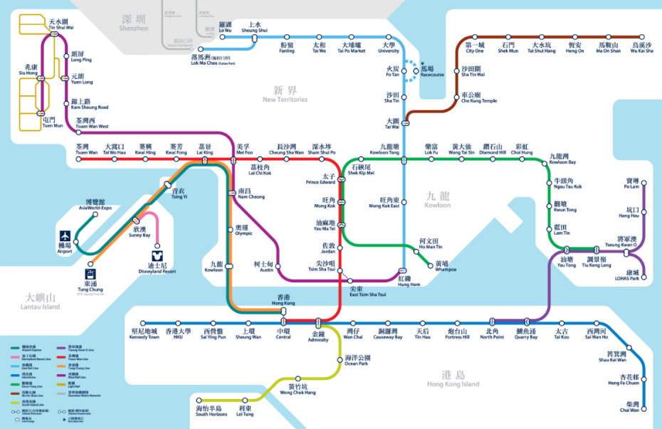 hong kong plánek metra